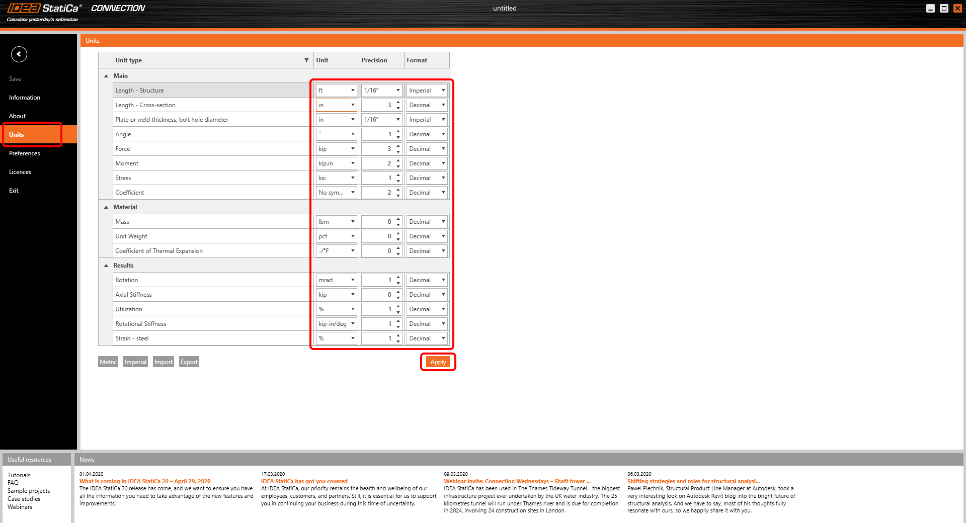 How to change units in IDEA StatiCa Connection IDEA StatiCa